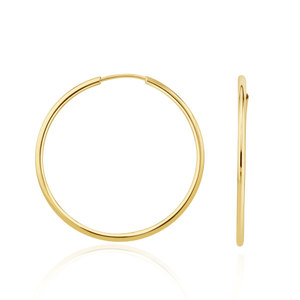 9ct Gold Thin Sleeper Hoop Earrings — 42x1.5mm
