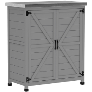Outsunny Garden cabinet, outdoor cabinet with worktop, tool cabinet, solid wood, steel, 79L x 43l x 92H cm, Gray