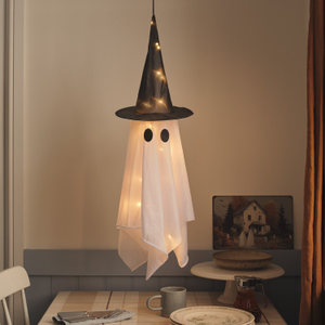 Hängender LED-Geist Winnie mit Hexenhut