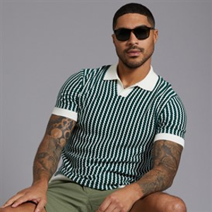 Ben Sherman Mens Vertical Wave Polo Shirt Snow White