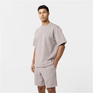 Closure London Mens Smart Scuba T-Shirt And Shorts Set Stone