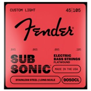 Fender SubSonic 9050CL Bass Strings, Flatwound Stainless Steel, Long Scale, Gauges .045-.105, (4)