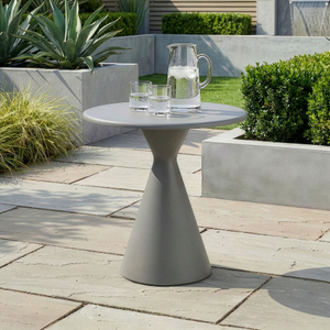 Maze - Aluminum Round Pedestal Garden Side Table - Dawn Grey