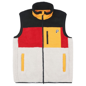 Mens P Bear Colour Block Borg Gilet (Silver Birch)