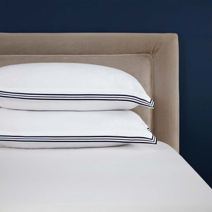 Oxford Pillowcase Pair Tripoint Border Navy 500TC
