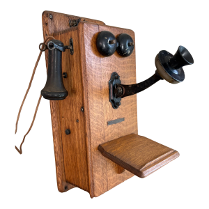 Antique Wall Phone With Crank & Chimes