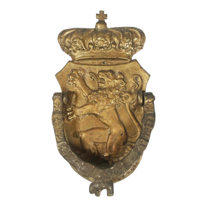 Vintage English Crest Cast Brass Door Knocker