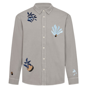 Abstract Floral Organic Cotton Shirt Grey (L)