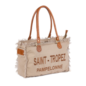 Lani - St Tropez Washed Canvas Shoulder Bag - Beige (one size)
