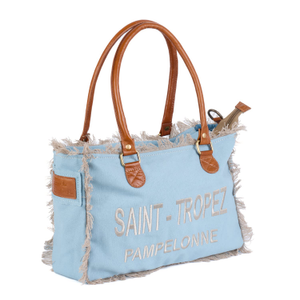 Lani - St Tropez Washed Canvas Shoulder Bag - Blue (one size)