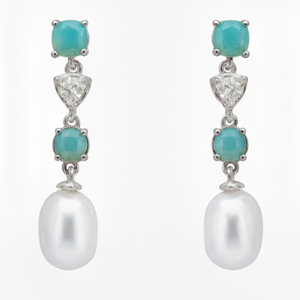 Pearl Whisper Drop Earrings Paraiba Tourmaline Silver