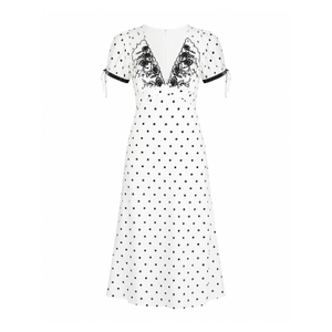 You & I Polka Dot Midi Dress - Black - White (M)
