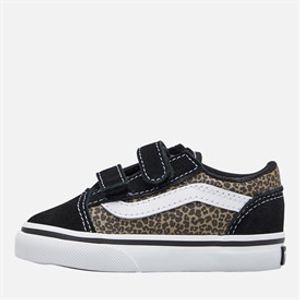 Vans Infant Girls Old Skool Velcro Trainers Black/Leopard