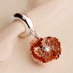 Tempest Silver Poppy August Birth Flower Pendant Charm