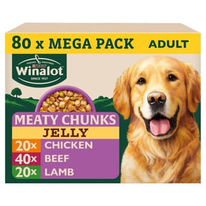 Winalot Meaty Chunks Adult Wet Dog Food in Jelly - Pack Size : 80 x 100g Pouches