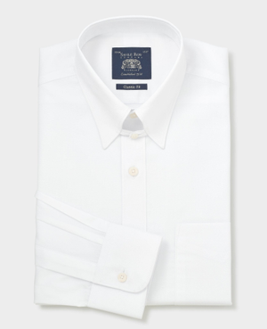 White Cotton Poplin Tab Collar Classic Fit Formal Shirt - Single Cuff