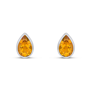 9ct Gold Pear Shaped Rubover Stud Earrings — 9x6mm
