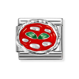 Classic Silver Enamel Pizza Charm