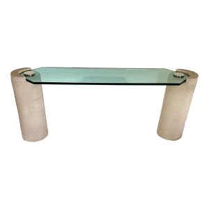Karl Springer Sandstone Glass Console Table