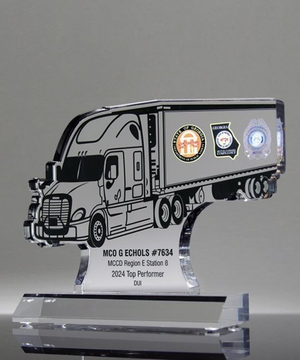 Semi Truck Acrylic Award - Full Color Imprint