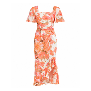 Heidi Floral Print Ruched Midi Dress (XS)