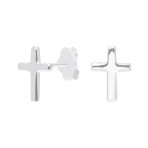 New Sterling Silver Cross Stud Earrings