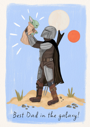 Star Wars The Mandalorian And Grogu Best Dad In The Galaxy Father's Day Card