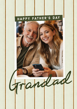 Happy Father's Day Grandad Striped Photo Upload Card