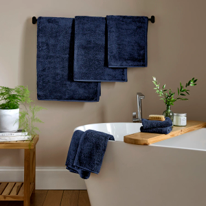 Supersoft Set of 2 Pure Cotton 600GSM Towel Bundle - Navy XL Bath Sheets
