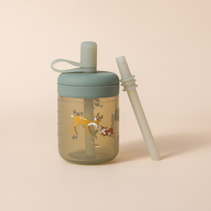 Patterned / Bear Woodland Silicone Training Cup with Straw