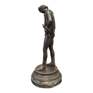 Antique Grand Tour Bronze of Narcissus on Marble Base — 12"
