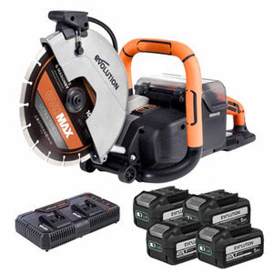 Evolution R260DCT-Li Twin 18V Cordless Brushless 260mm Disc Cutter with 4x 5.0Ah Batteries & Dual Port Fast Charger