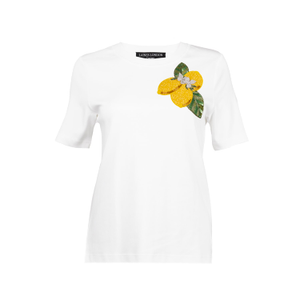 Laines Couture Embellished La Dolce Vita Lemons T-Shirt - White (XL)