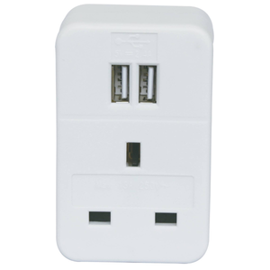 Dencon 13A Socket Adaptor Plug with Dual USB 2.4A Charging Ports
