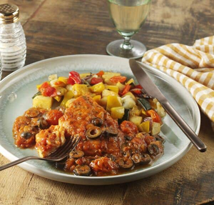 Salmon in Tomato, Olive & Basil Sauce