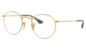 Ray-Ban RX3447V Round Metal Glasses - Size 47 - Gold - Ray-Ban Lenses, Gold