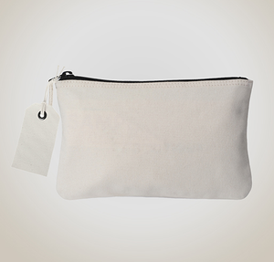 Cotton Canvas Zippered Pouch - Natural