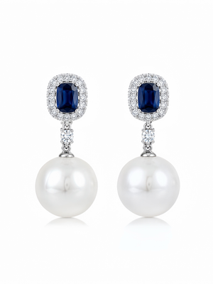Royal Blue Pearl Earrings (one size)