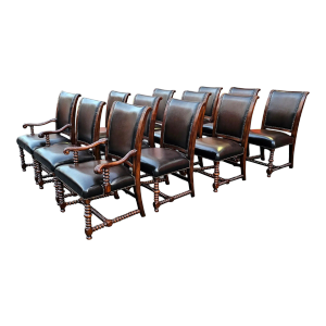 Set of 12 Theodore Alexander Co. Carved Renaissance Revival- Style Mahogany Dining Chairs