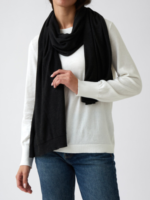 Cotton Cashmere Scarf in Black