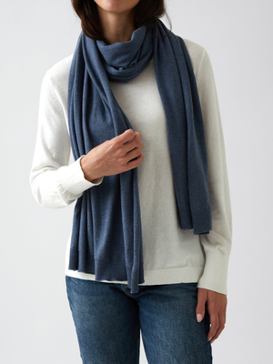 Cotton Cashmere Scarf in Blue