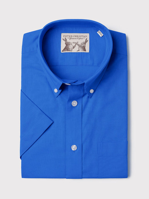 Cobalt Blue Short Sleeve Button Down Oxford Shirt