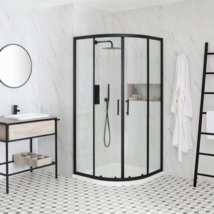 Milano Nero - Black Quadrant Shower Enclosure with Anti-Slip Tray - 900mm