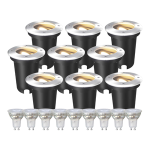 9x LED Bodeneinbaustrahler Rund - IP67 – 3W - 2700K – 1M Kabel - Edelstahl - Schwenkbar
