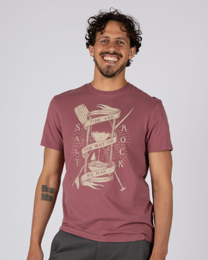 Waiting Tide Mens Short Sleeve Tee in Dark Pink
