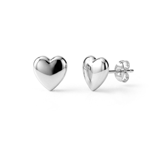 9ct Gold Polished Puff Heart Stud Earrings