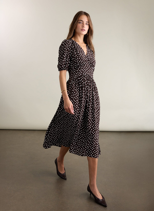 Lina Printed Midi Dress - UK 18 | EU 44 | US 14 / Dark Chocolate Polka