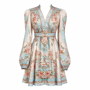 Fresh Blooms Floral Linen Tunic Dress (M)