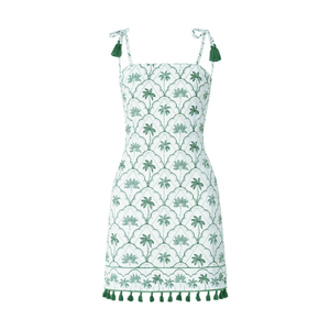 Yumi White Palm Tree Cotton Shift Mini Dress (S)