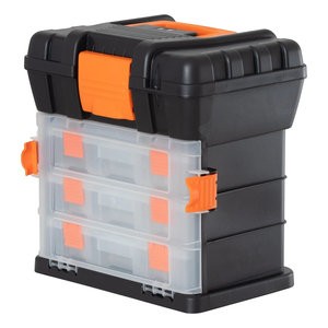 34cm Tool Box with 3 Organisers and Storage